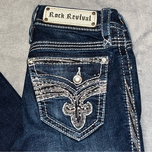 Rock Revival Yui Straight Leg Dark Wash Jeans Women’s Size 25 - Picture 2 of 12